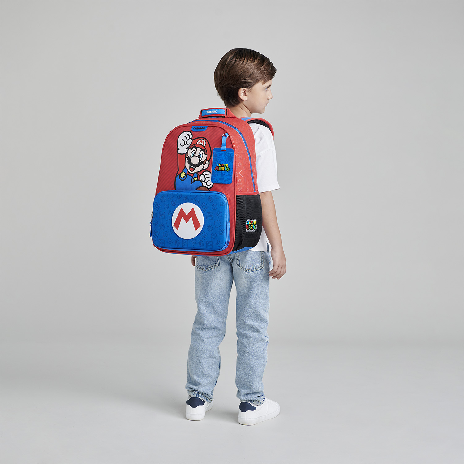 Mochila Escolar Mario Bros Azul Chenson - Resistente Niño - vista 2