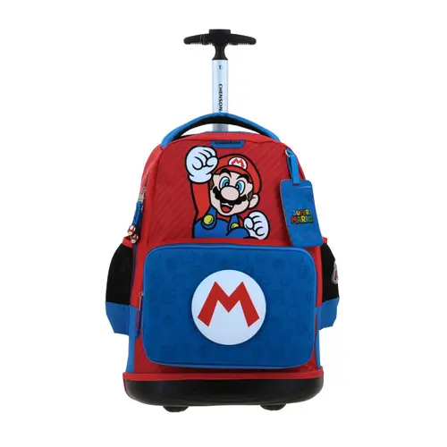Mochila con Ruedas Mario Bros Azul Chenson Escolar