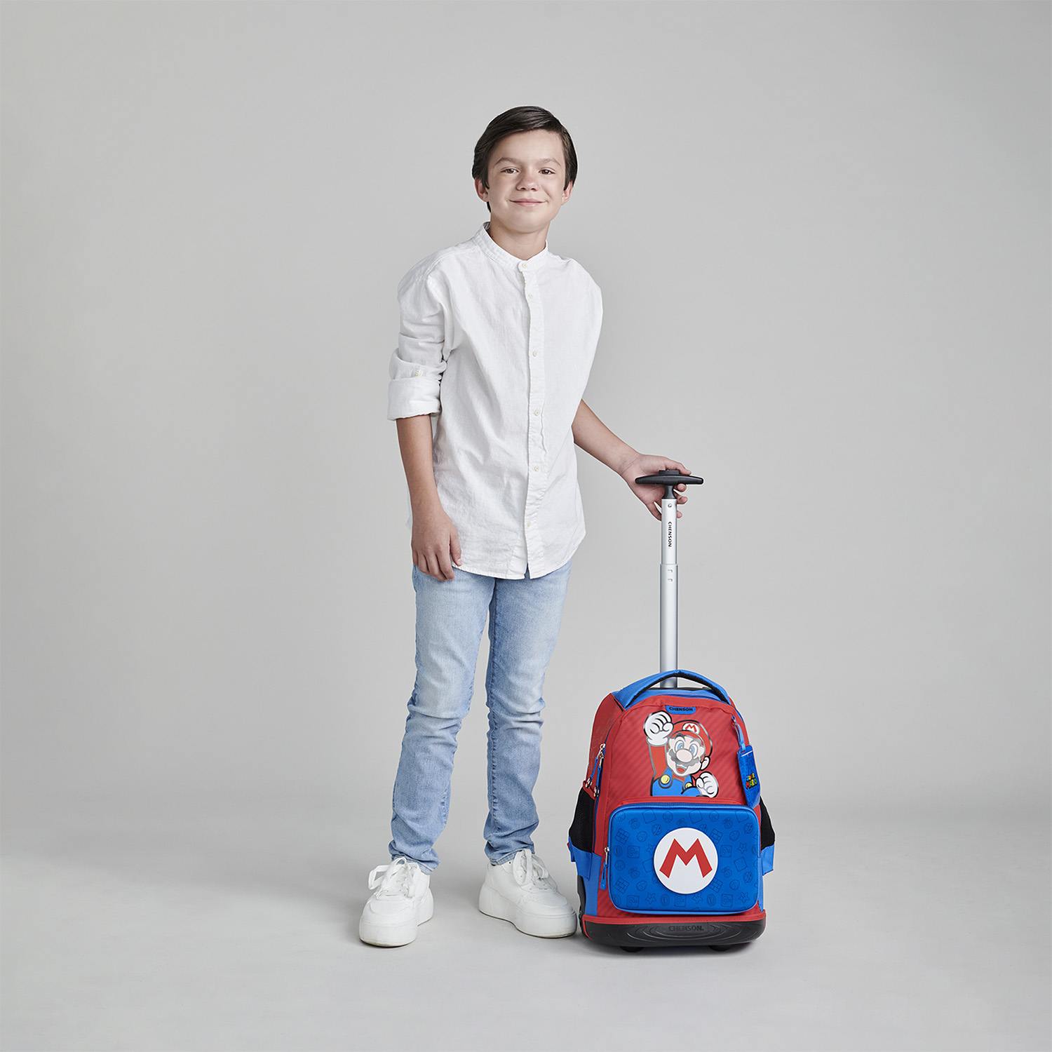 Mochila con Ruedas Mario Bros Azul Chenson Escolar - vista 2