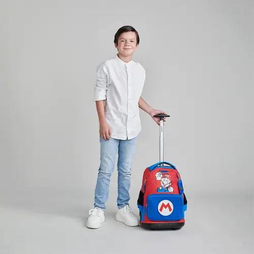 Mochila con Ruedas Mario Bros Azul Chenson Escolar - vista 2