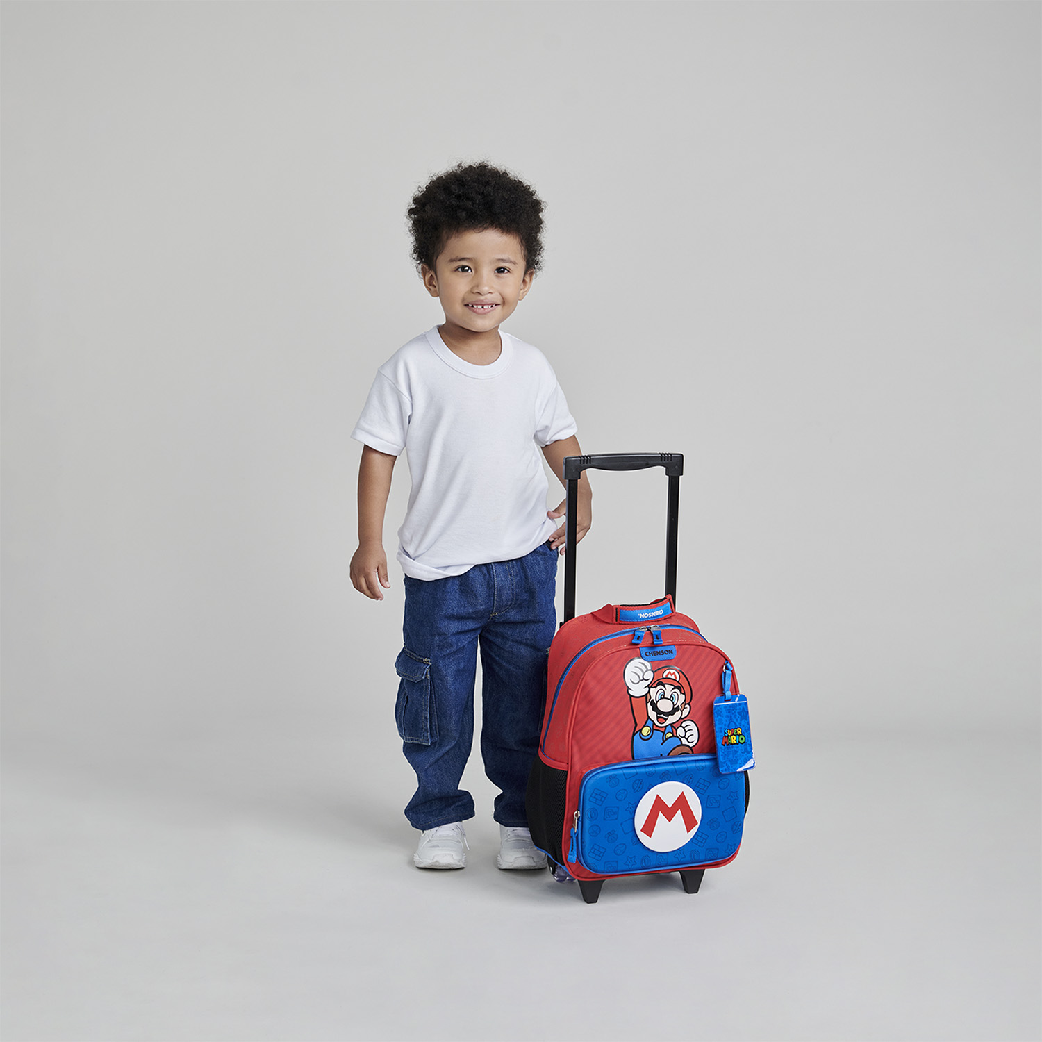 Mochila con Ruedas Mario Bros Azul Chenson Escolar - vista 2