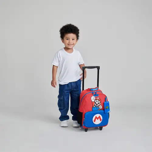 Mochila con Ruedas Mario Bros Azul Chenson Kinder - vista 2