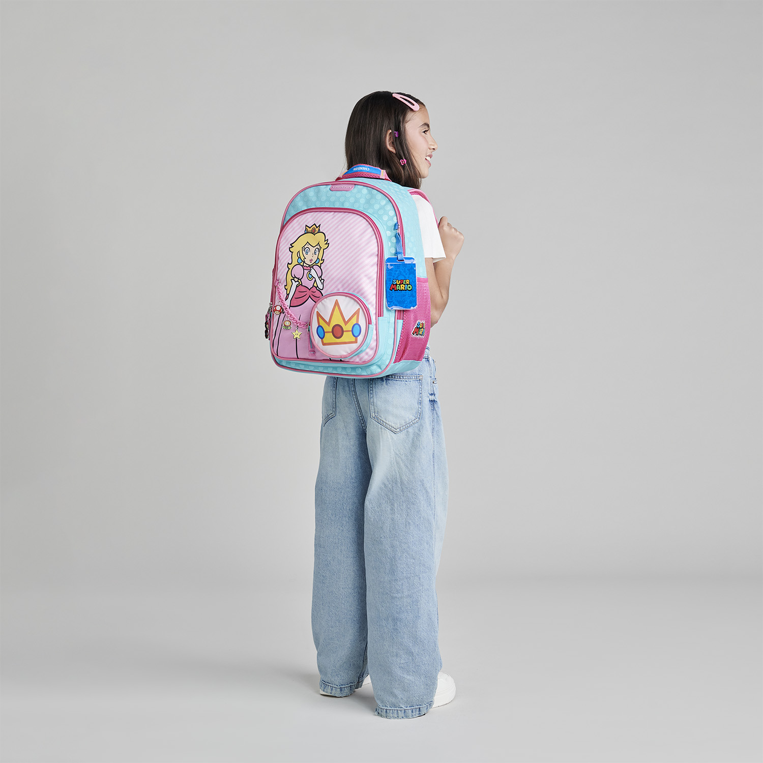 Mochila Escolar Mario Bros Turquesa Chenson Niño - vista 2