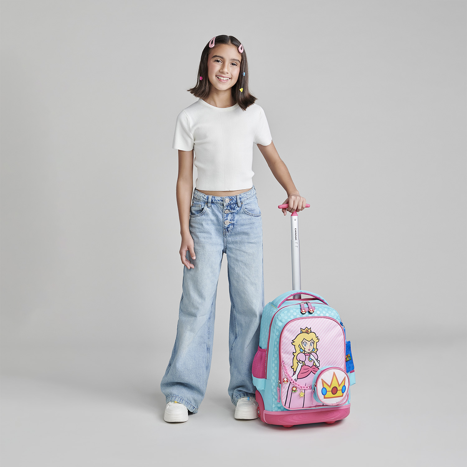 Mochila con Ruedas Mario Bros Turquesa Infantil Chenson - vista 2