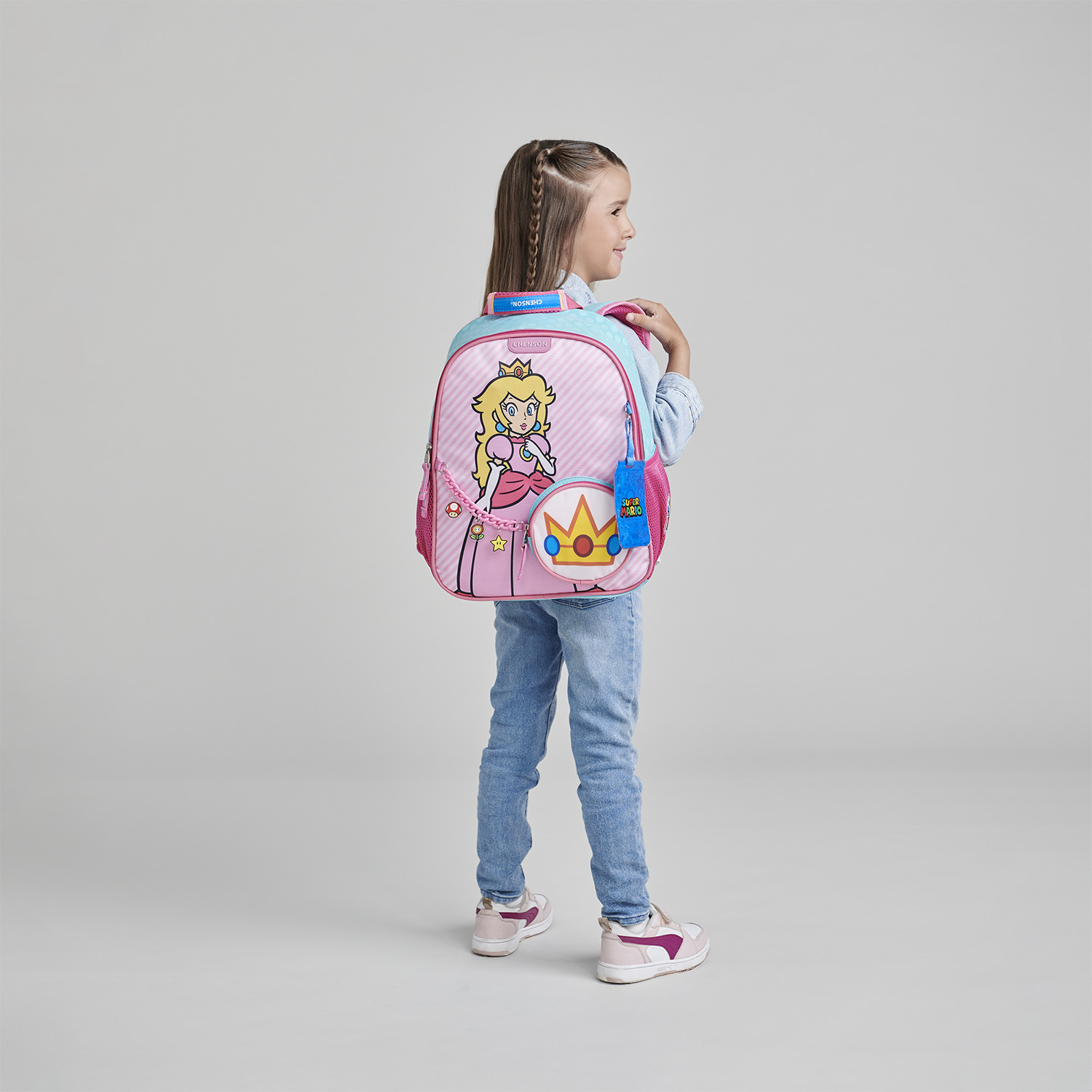Mochila Escolar Mario Bros Turquesa Chenson Resistente Niño - vista 2