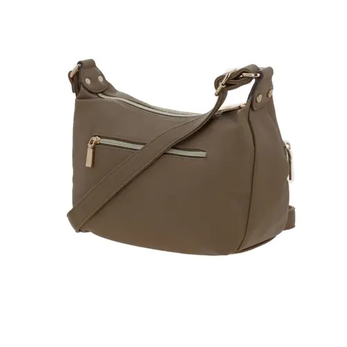 Bolsa de lado para dama Madison by Chenson color Camel con múltiples bolsillos 5