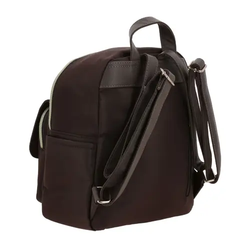 Mochila casual para dama Madison by Chenson café satinado con funcionalidad 3