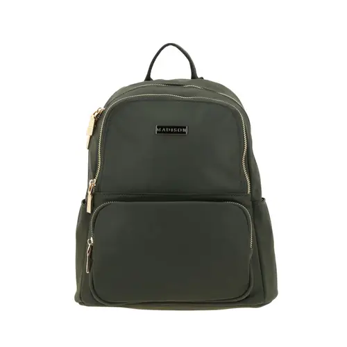 Mochila casual para dama Madison by Chenson verde seco con funcionalidad 1
