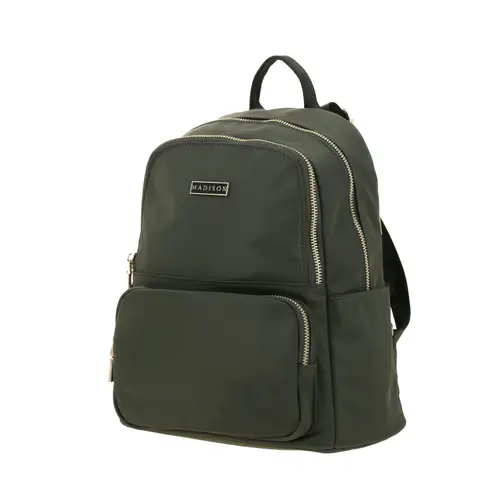 Mochila casual para dama Madison by Chenson verde seco con funcionalidad 2
