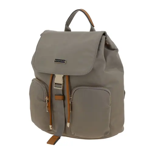 Mochila para dama Madison by Chenson Camel con doble bolsillo frontal 2