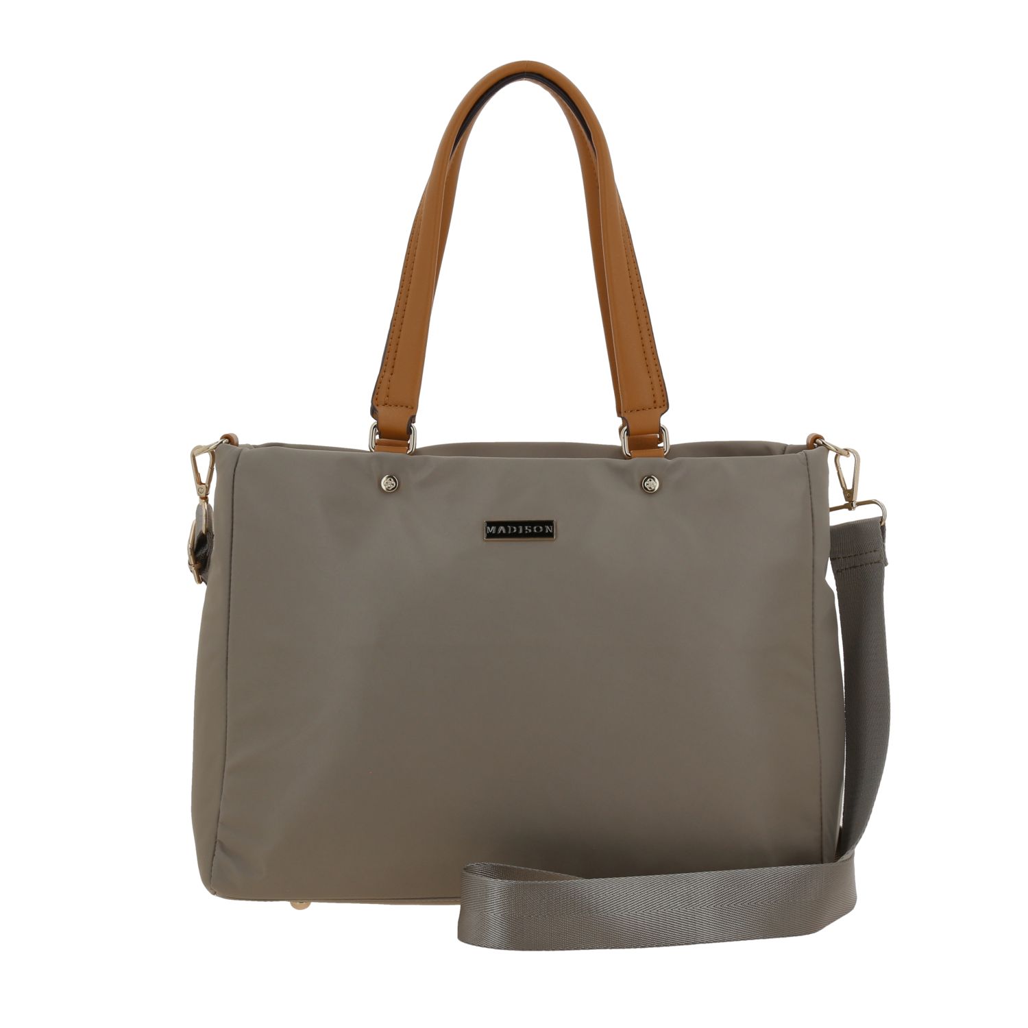 Bolsa grande para dama Madison by Chenson camel con cierre y bolsillo trasero