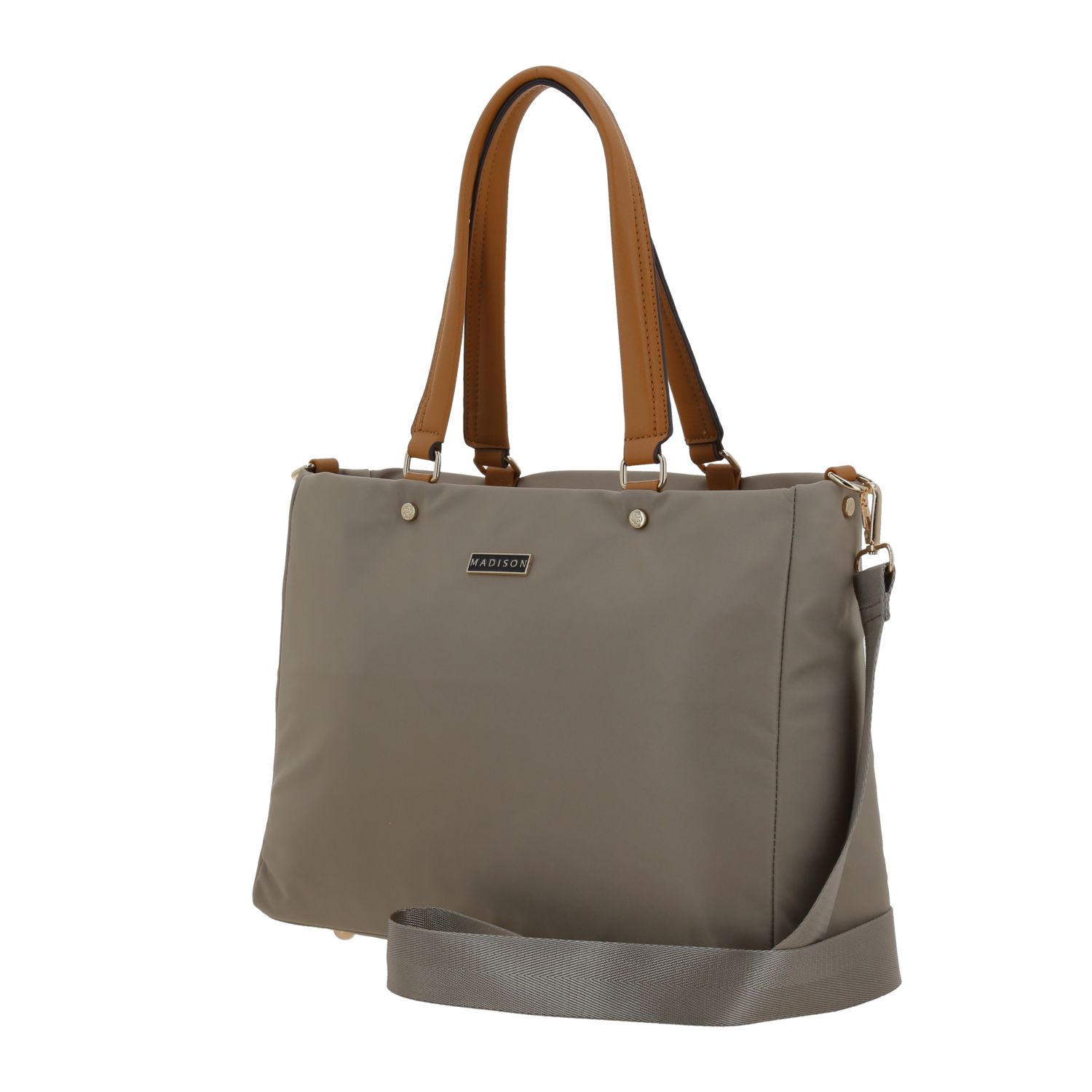 Bolsa grande para dama Madison by Chenson camel con cierre y bolsillo trasero 2