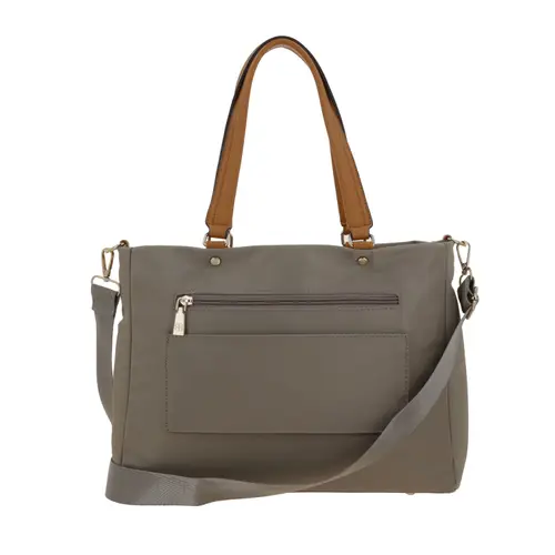 Bolsa grande para dama Madison by Chenson camel con cierre y bolsillo trasero 4