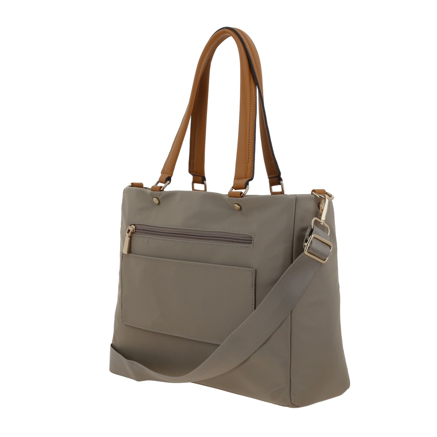 Bolsa grande para dama Madison by Chenson camel con cierre y bolsillo trasero 5