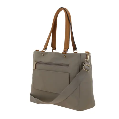 Bolsa grande para dama Madison by Chenson camel con cierre y bolsillo trasero 5