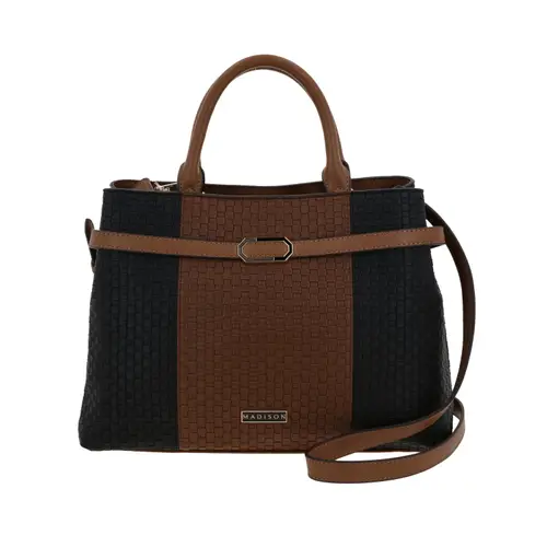 Bolsa de Mano para Dama Madison by Chenson Color Negro con Triple Compartimento 1