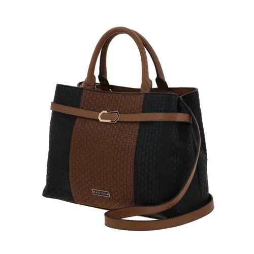 Bolsa de Mano para Dama Madison by Chenson Color Negro con Triple Compartimento 2