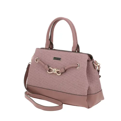 Bolsa de mano para dama Madison by Chenson color rosa con triple compartimento 2