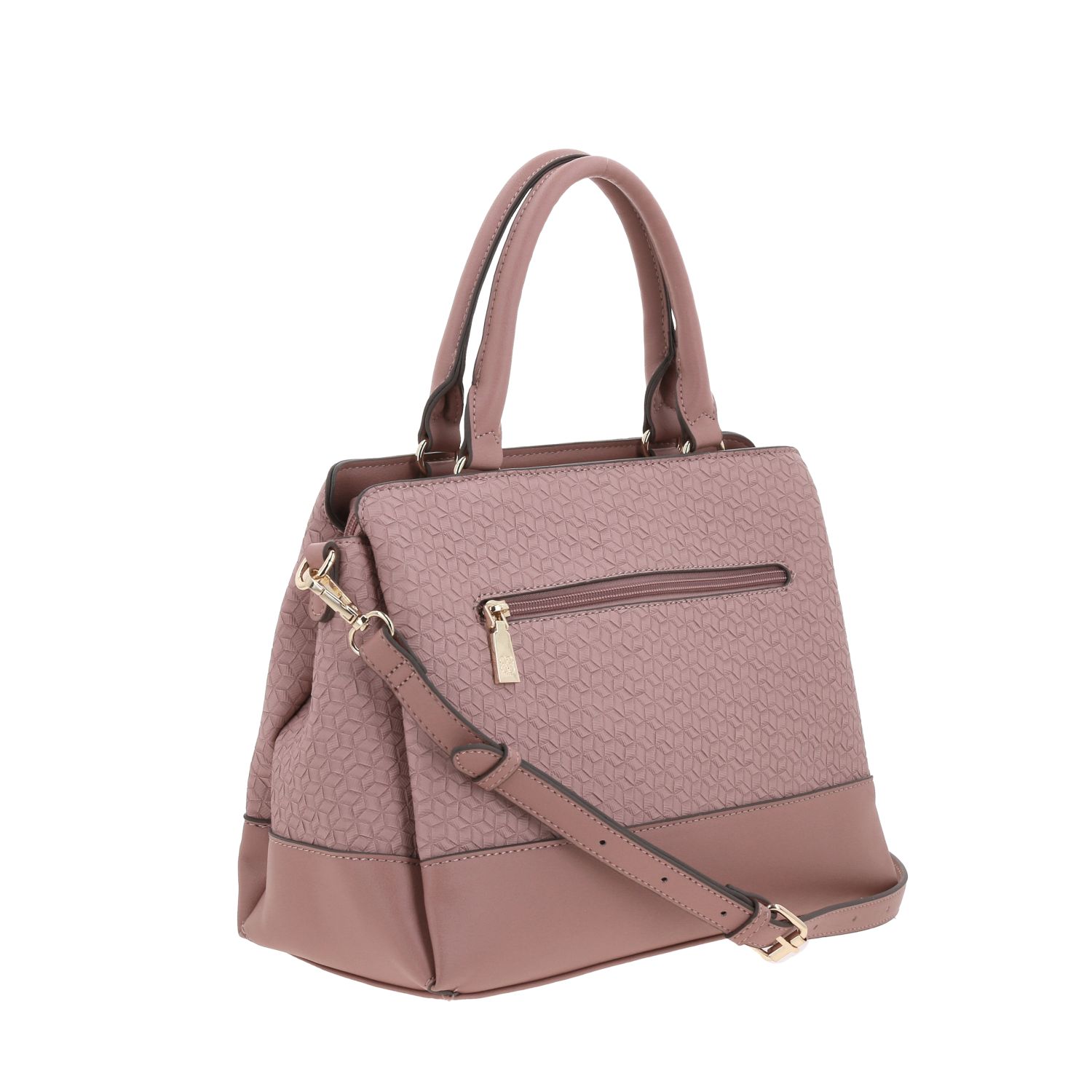 Bolsa de mano para dama Madison by Chenson color rosa con triple compartimento 3