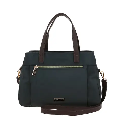 Bolsa de mano para dama Madison by Chenson color gris con triple compartimento 1