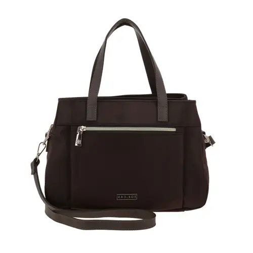 Bolsa de Mano para Dama Madison by Chenson Café Satinado con Triple Compartimento 1