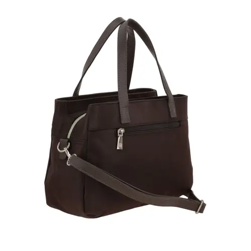 Bolsa de Mano para Dama Madison by Chenson Café Satinado con Triple Compartimento 3