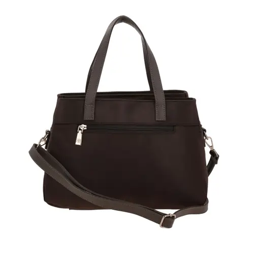 Bolsa de Mano para Dama Madison by Chenson Café Satinado con Triple Compartimento 4