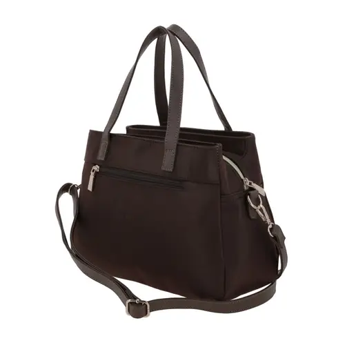 Bolsa de Mano para Dama Madison by Chenson Café Satinado con Triple Compartimento 5