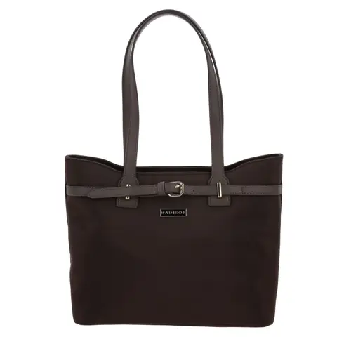 Bolsa grande para dama Madison by Chenson color café satinado - Modelo MD25183 1