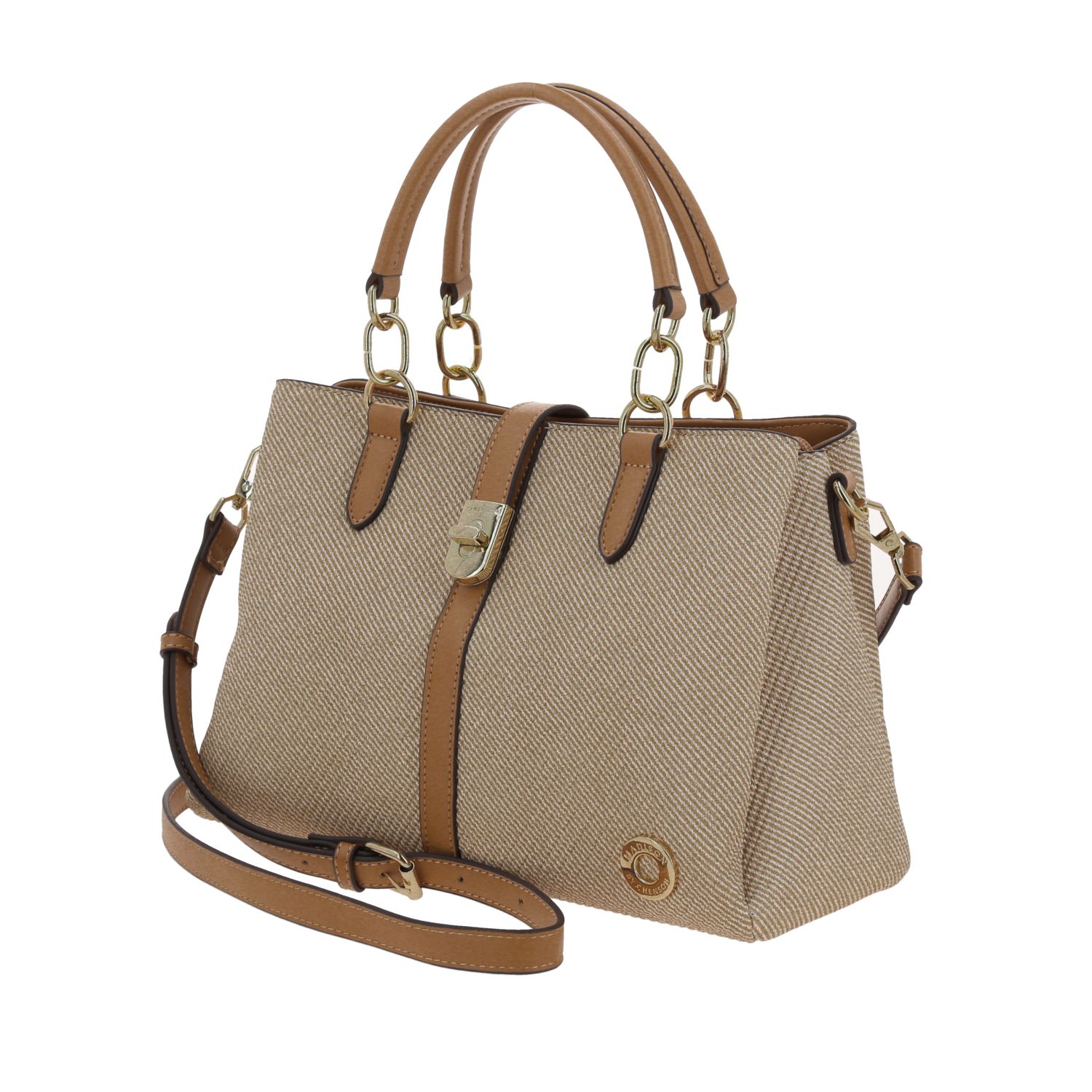 Bolsa de Mano Madison Beige con Triple Compartimento para Dama 2