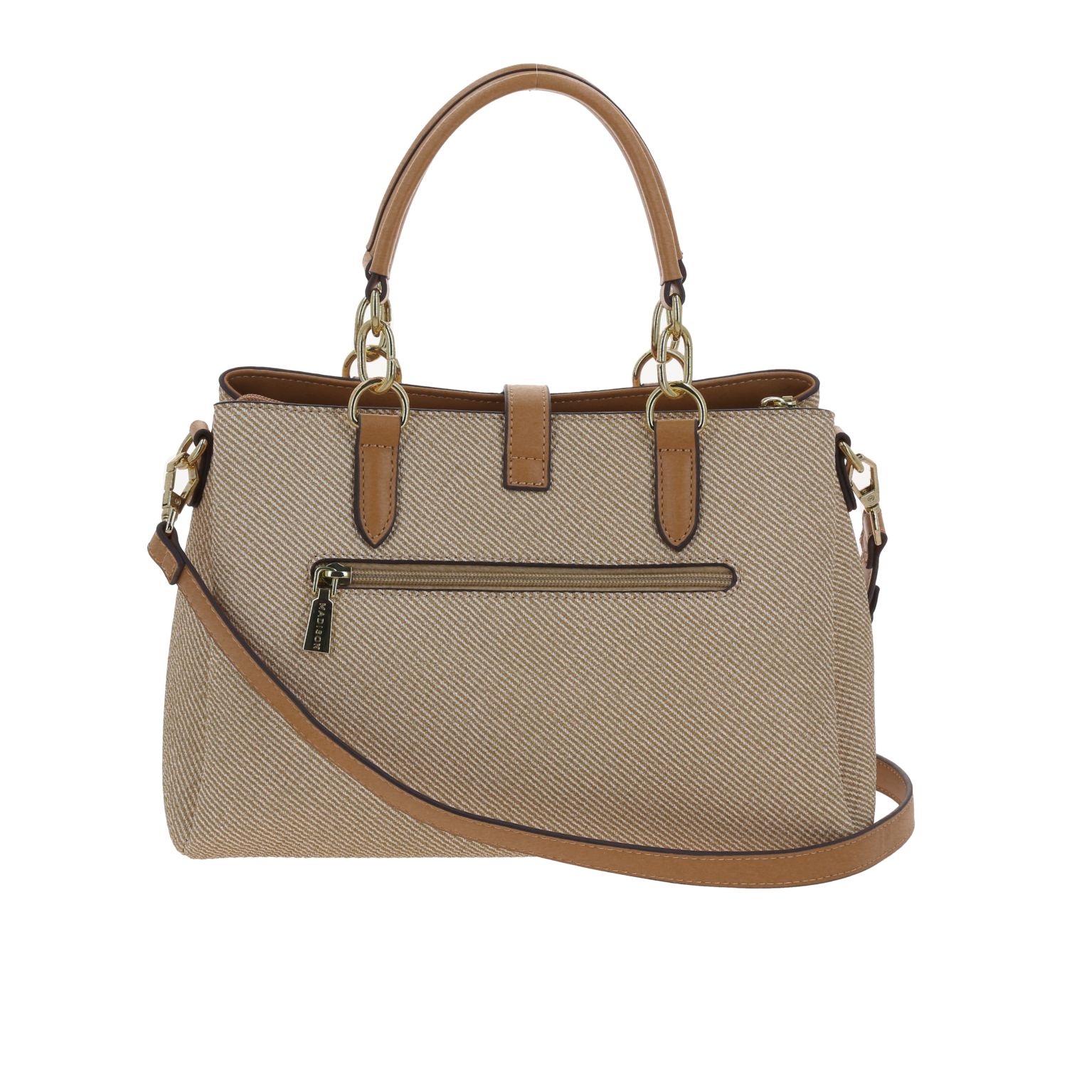 Bolsa de Mano Madison Beige con Triple Compartimento para Dama 4