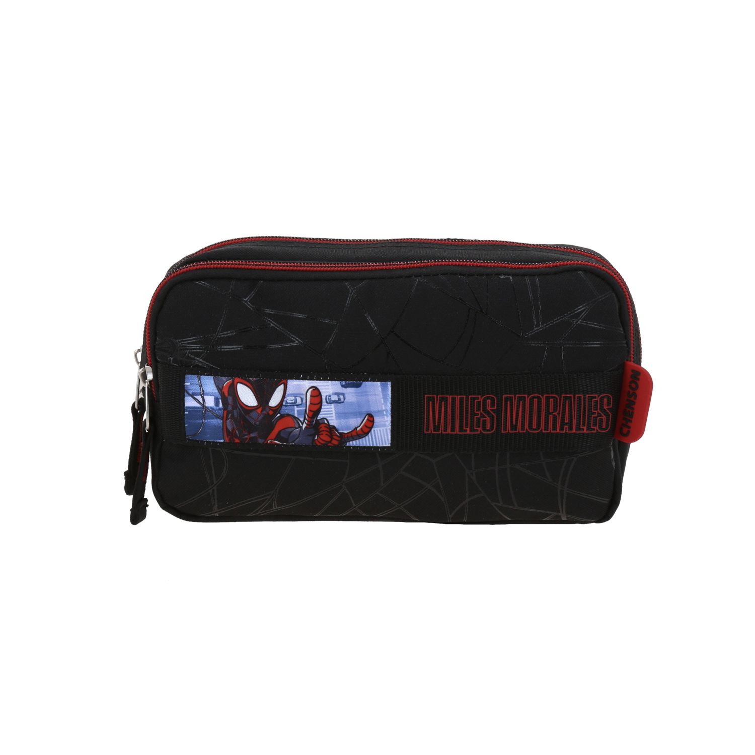 Lapicera Escolar Miles Morales Negro Doble Compartimento Chenson