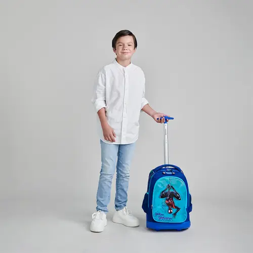 Mochila con Ruedas Miles Morales Azul Escolar Infantil Chenson - vista 2