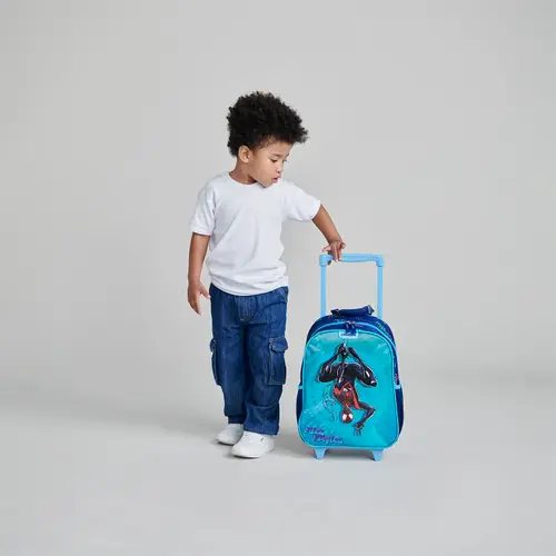 Mochila con Ruedas Miles Morales Azul Infantil Kinder - vista 2