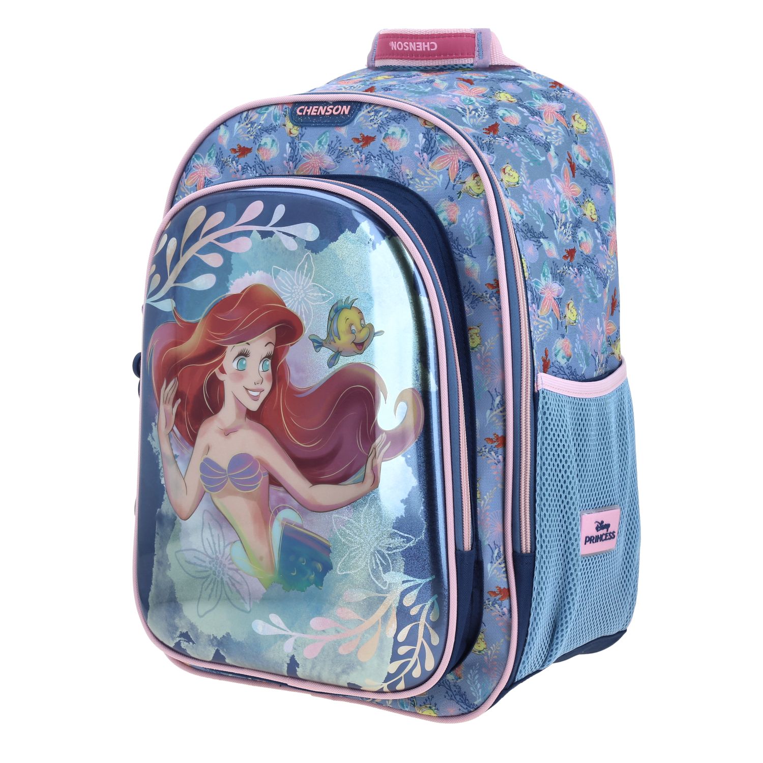 Mochila escolar para niña Princesas by Chenson azul con amplio compartimento 2
