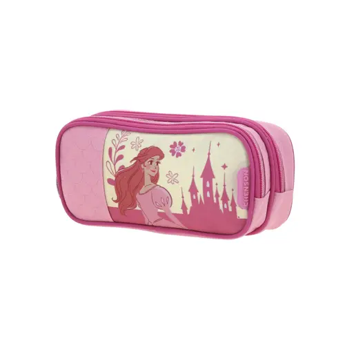 Lapicera escolar para niña Princesas by Chenson color rosa con doble compartimento - vista 2