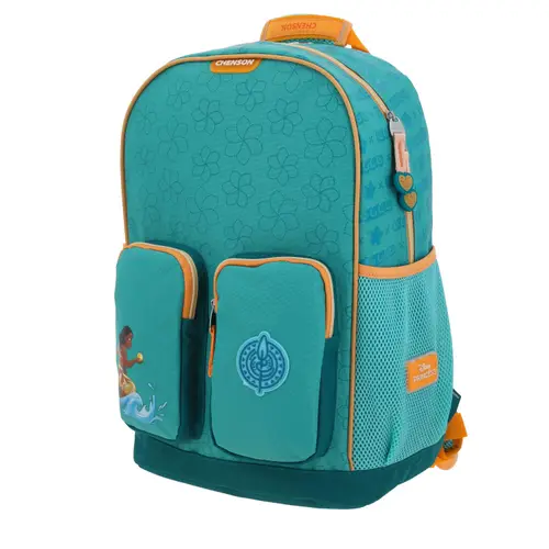 Mochila escolar para niña Princesa Moana by Chenson Turquesa con múltiples bolsillos 2