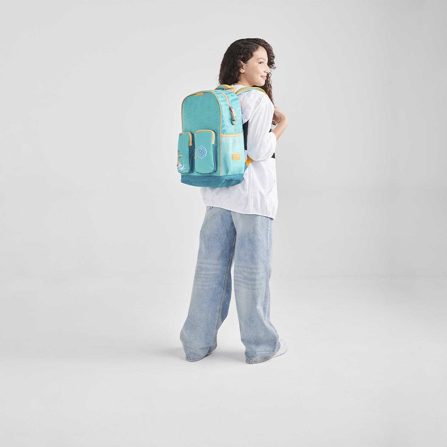 Mochila escolar para niña Princesas by Chenson Turquesa con múltiples bolsillos - vista 2