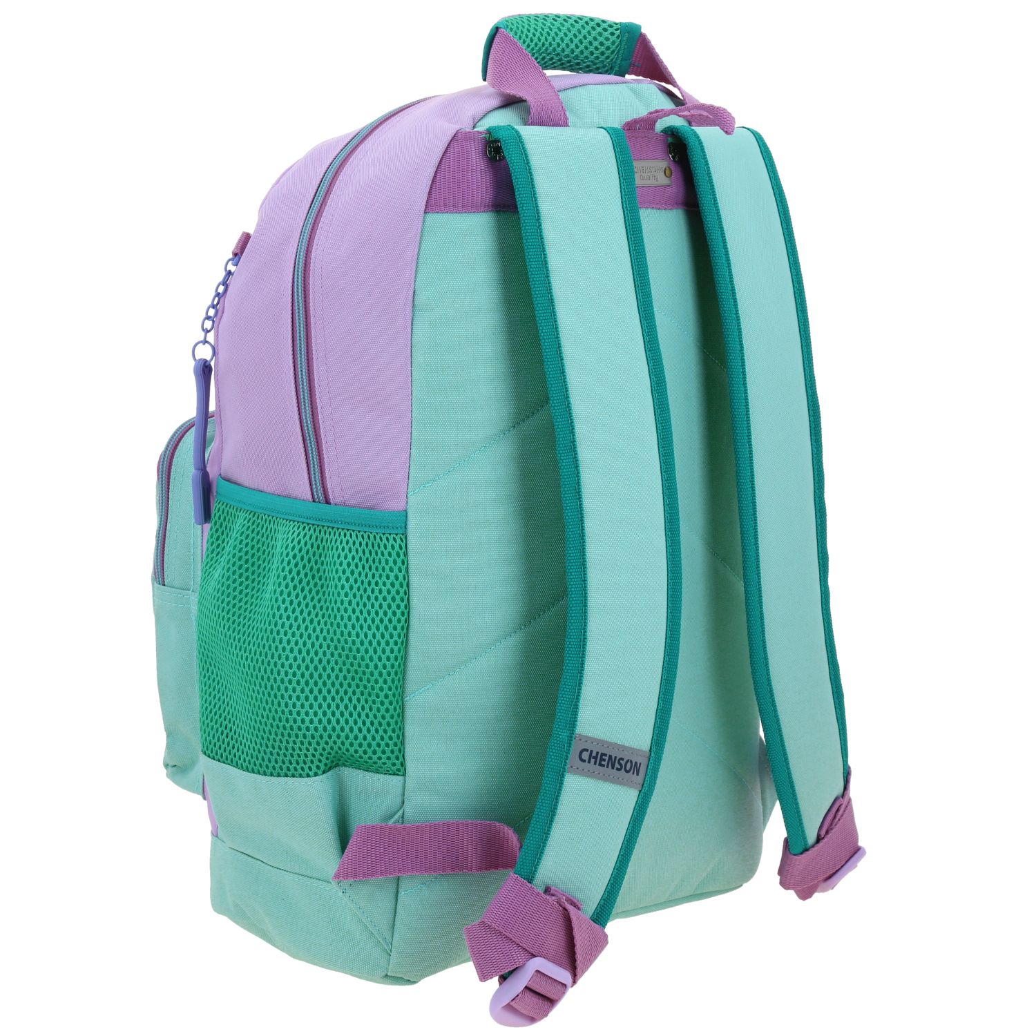 Mochila escolar para niña Princesas by Chenson turquesa con seguridad y diversión 3