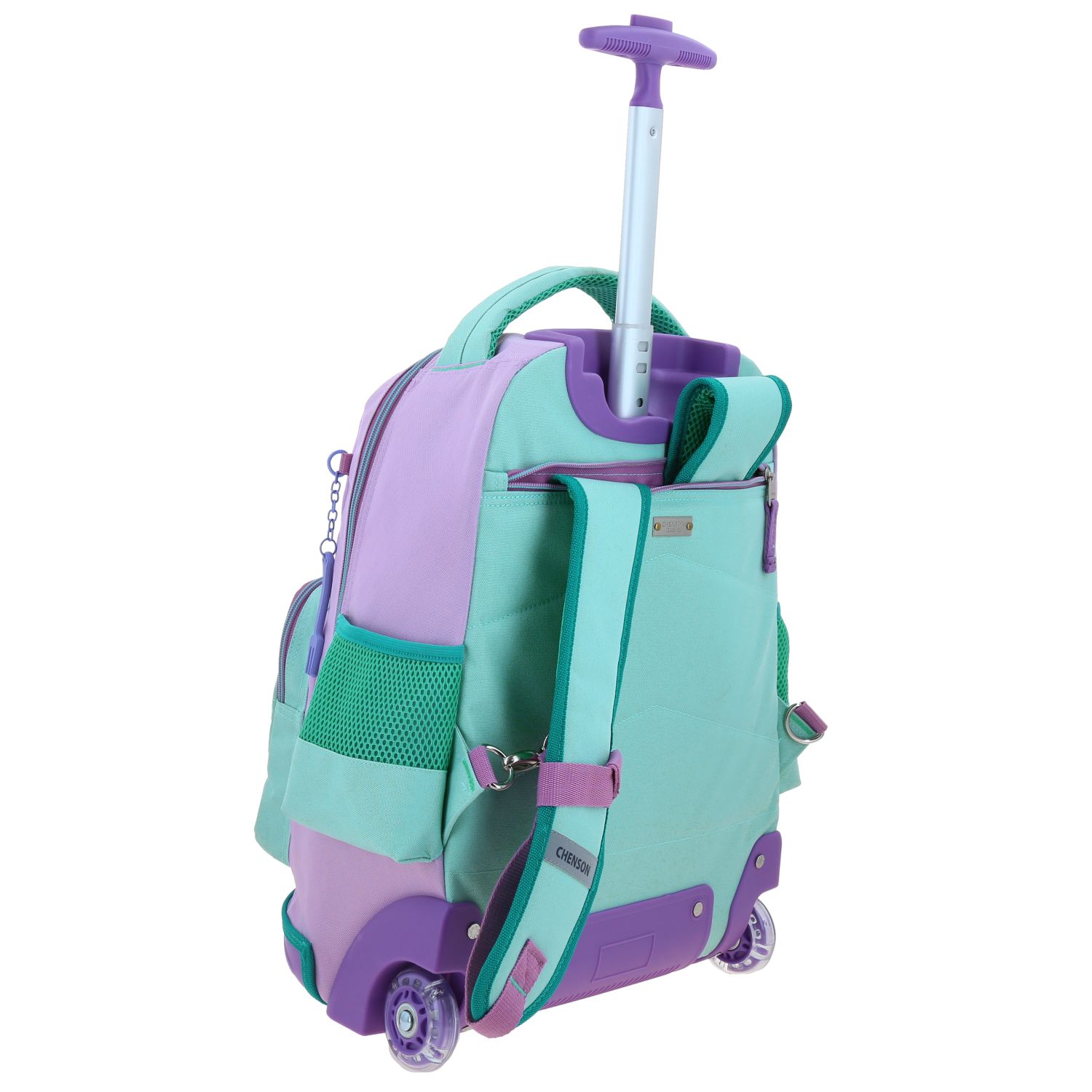 Mochila con Ruedas Princesas by Chenson Turquesa para Niña - Diversión y Seguridad 3