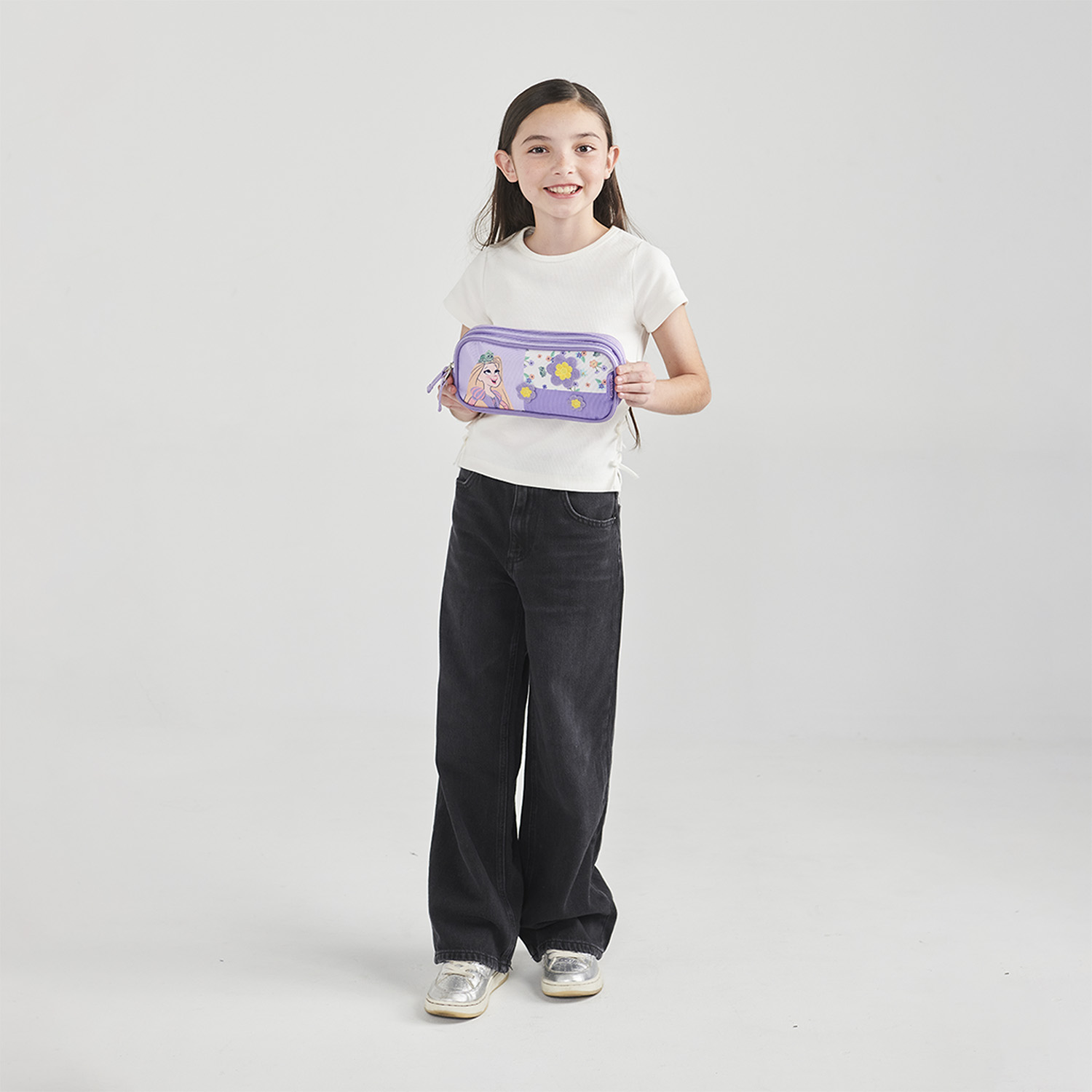 Lapicera escolar para niña Princesas by Chenson Violeta Doble Compartimento - vista 2