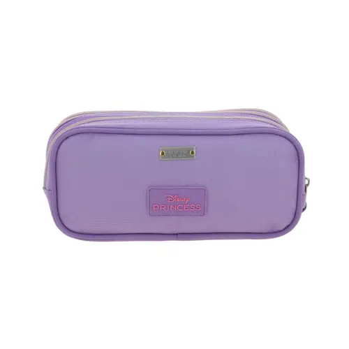 Lapicera escolar para niña Princesas by Chenson color violeta con triple compartimento - vista 2