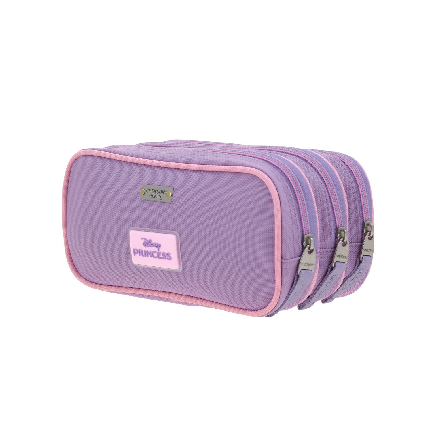 Lapicera escolar para niña Princesas by Chenson color violeta con triple compartimento 5