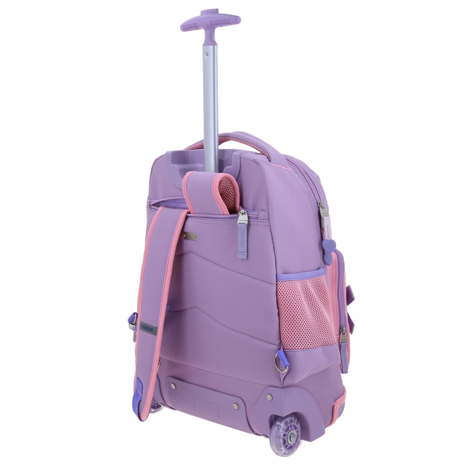 Mochila con Ruedas Princesas by Chenson Violeta para Niña con Luz LED 5
