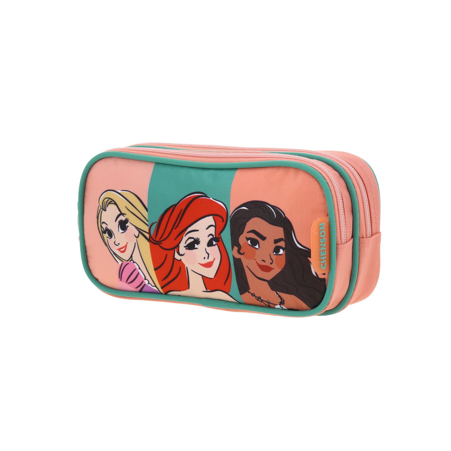 Lapicera escolar para niña Princesas by Chenson color naranja con doble compartimento 2