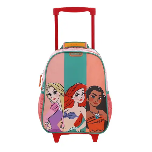 Mochila con Ruedas Princesas Disney by Chenson Naranja para Niña Diversión y Seguridad 1