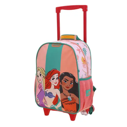Mochila con Ruedas Princesas Disney by Chenson Naranja para Niña Diversión y Seguridad 2