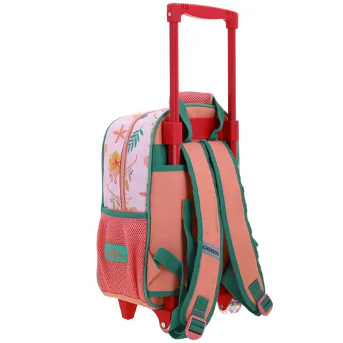 Mochila con Ruedas Princesas Disney by Chenson Naranja para Niña Diversión y Seguridad 3