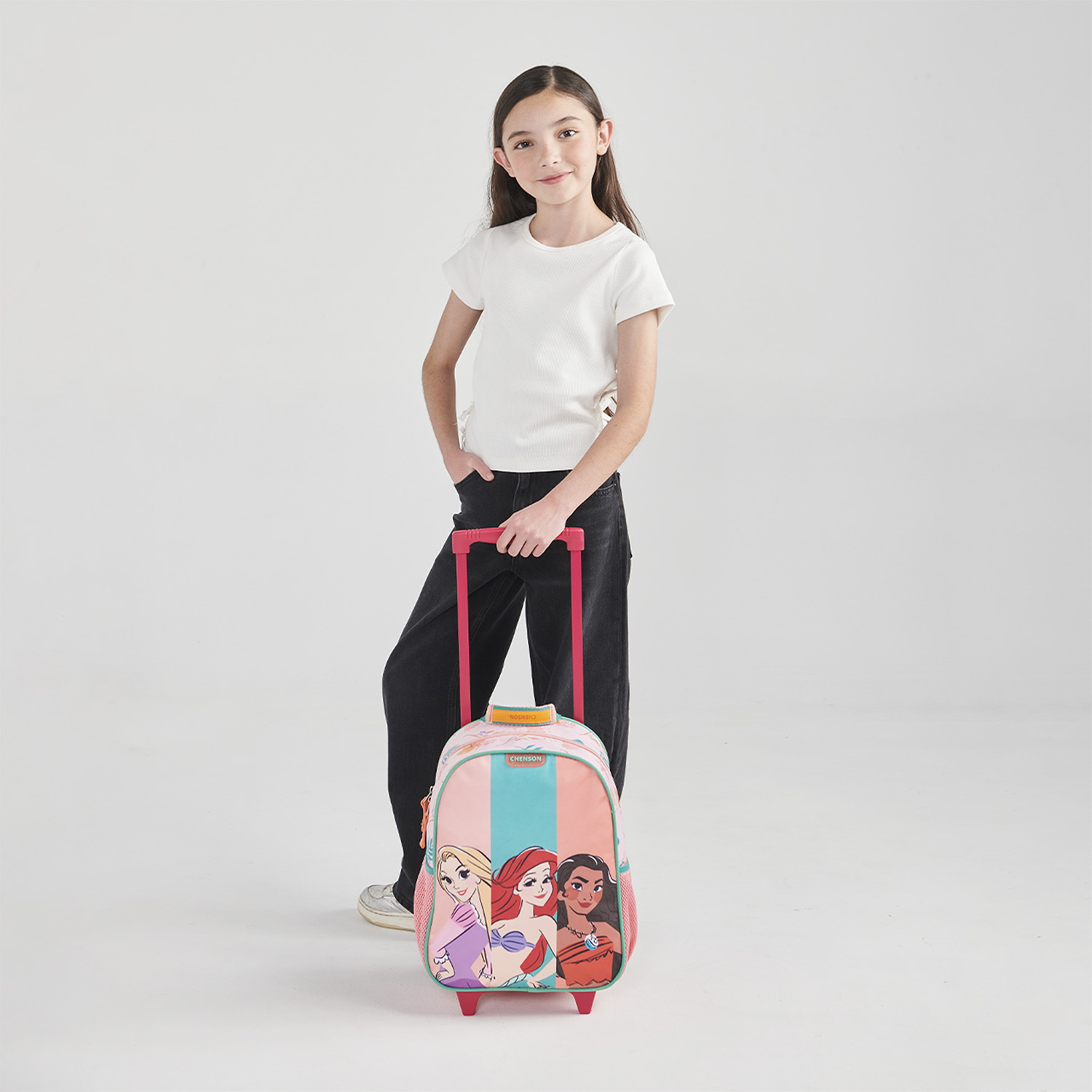 Mochila con Ruedas Princesas by Chenson Naranja para Niña Diversión y Seguridad - vista 2