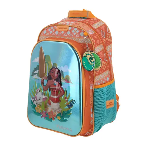 Mochila escolar para niña Princesa Moana by Chenson Naranja con compartimentos 2